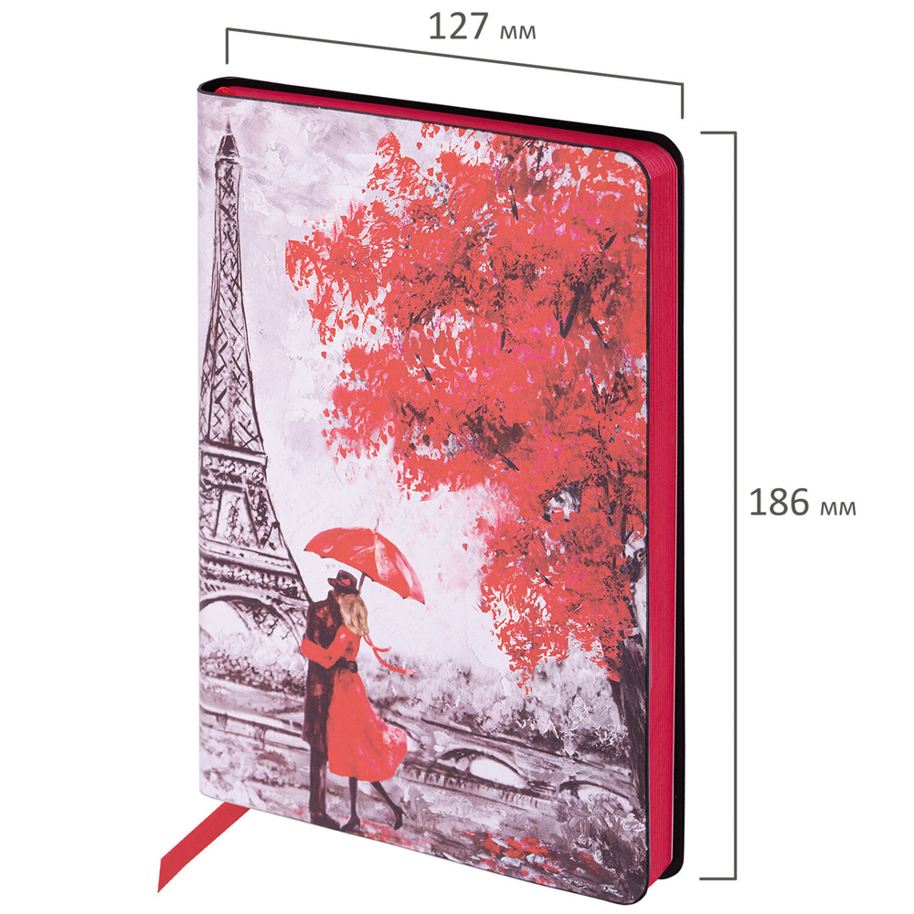 Ежедневник недатированный B6 (127х186 мм) BRAUBERG VISTA под кожу гибкий 136 л. "Paris" (2 штуки в упаковке)