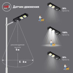 Консольный светильник ЭРА ERAKSC40-01 светодиодный уличный 40 Вт 750 Лм COB на солнечной батарее с датчиком движения | Уличное освещение на солнечных батареях