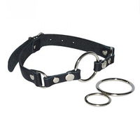 Черный кожаный кляп с 3 сменными кольцами Sitabella BDSM Accessories 3392-1