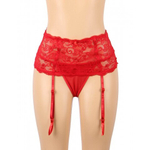 Пояс на высокой посадке с ремешками для чулок Floral Lace красные (3XL)