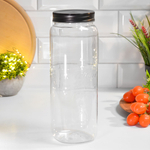 Банка 2,2л квадратная с эмбоссингом "Love Kitchen", прозрачный/черный