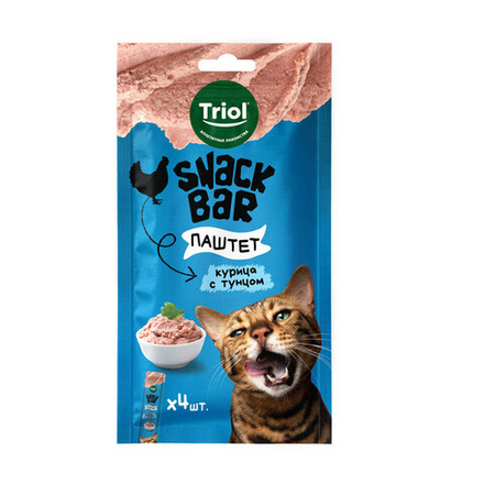 TRIOL Snack Bar Лакомство для кошек "Паштет из курицы с тунцом" 0,04 кг
