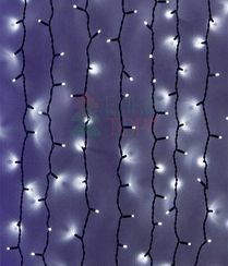 Светодиодный занавес Sealed 1*3 м., 220V., 300 холодных белых LED ламп, черный каучук, Beauty Led (LL301-1-2W)