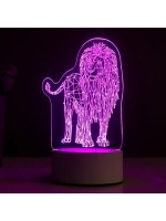Светильник 3D ночник RISALUX «Лев», LED RGB, от сети, 9.5×13