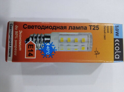 Лампа светодиодная ECOLA T25 3 Ватта  E14 4000K (бело-желтая) 340° кукуруза (для холодильников, шв. машинки)