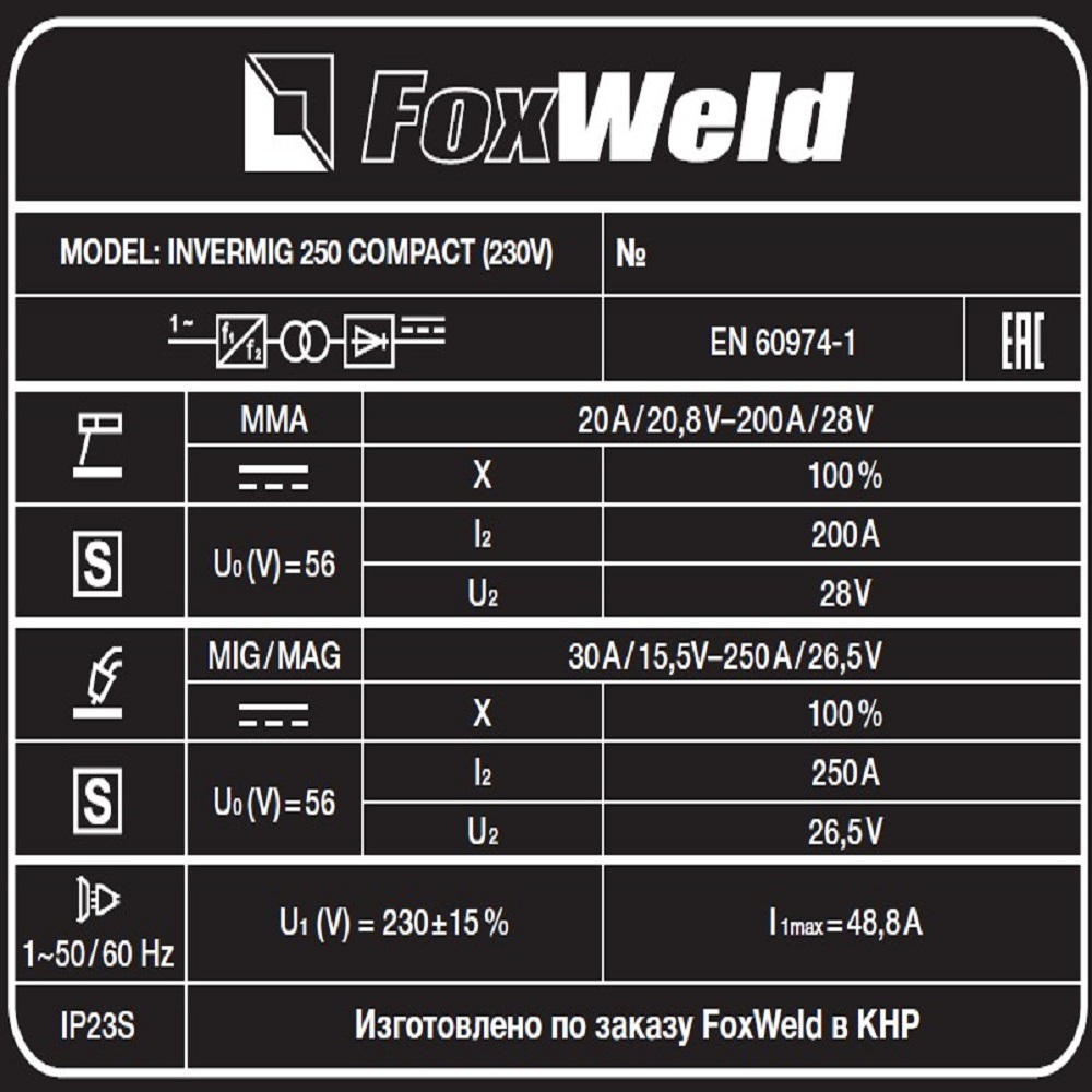 Сварочный полуавтомат FoxWeld Invermig 250 Compact (230V)
