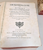 "Орнитология или метод, содержащий разделение птиц на отряды. (Ornithologie ou methode contenant la division des oiseaux en ordres)". Mathurin-Jacques Brisson (Матюрен-Жак Бриссон). 0г.