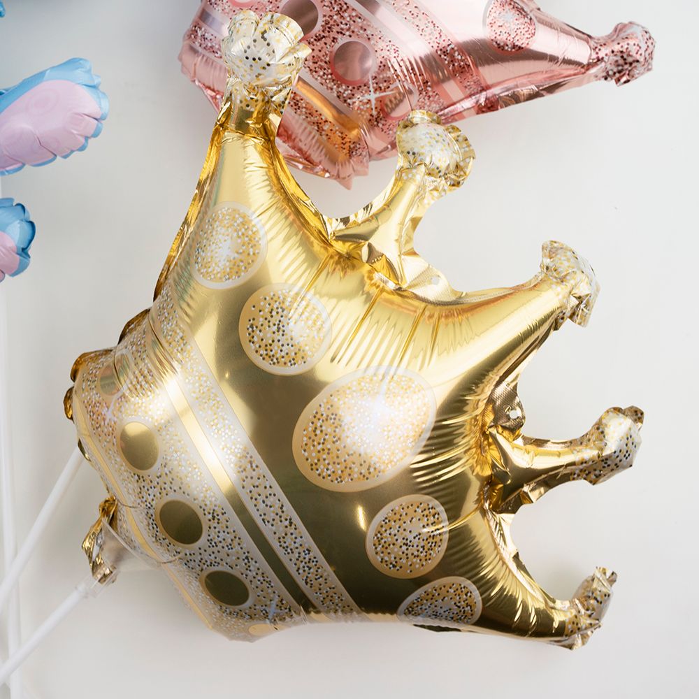 Шар с клапаном (12''/30 см) Мини-фигура, Корона, Золото, 1 шт.