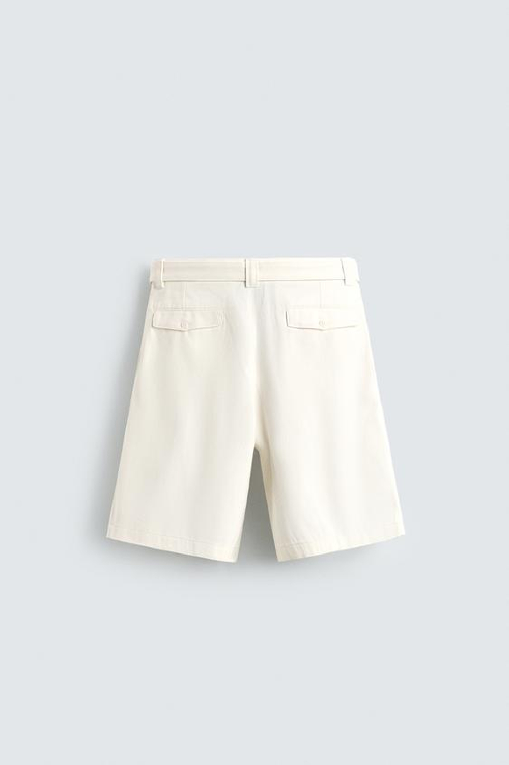 ZARA ШОРТЫ RELAXED FIT С СКЛАДКАМИ И ПОЯСОМ, ЖЕЛТОВАТО-БЕЛЫЙ