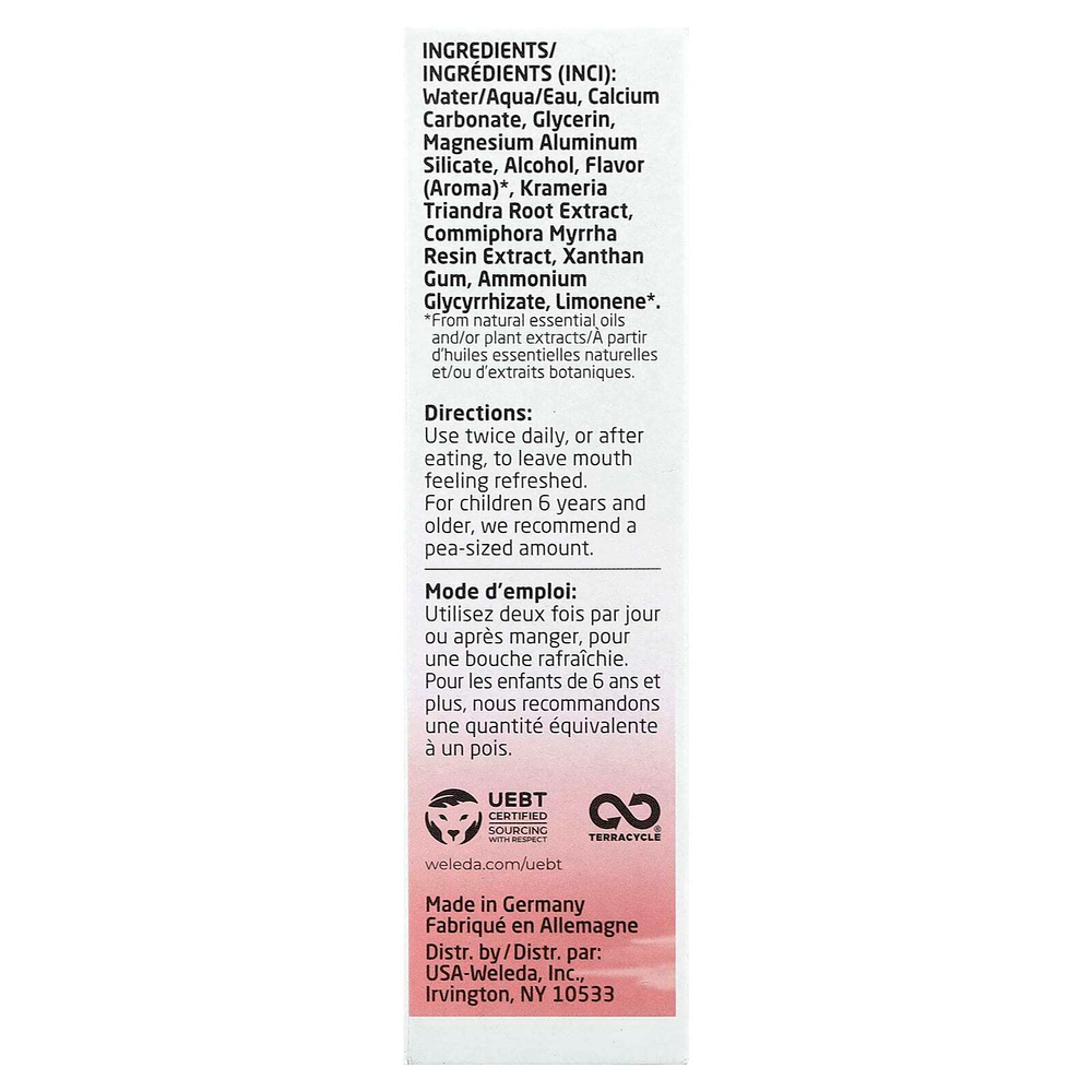 Weleda, Oral Care, зубная паста из ратании, со вкусом перечной мяты, 75 мл (2,5 жидк. унц.)