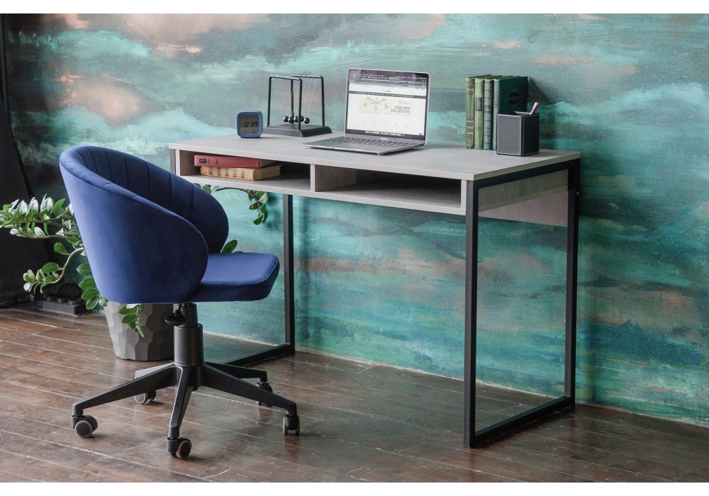 Письменный стол Леон Лофт 110х55х75 бетон / матовый черный