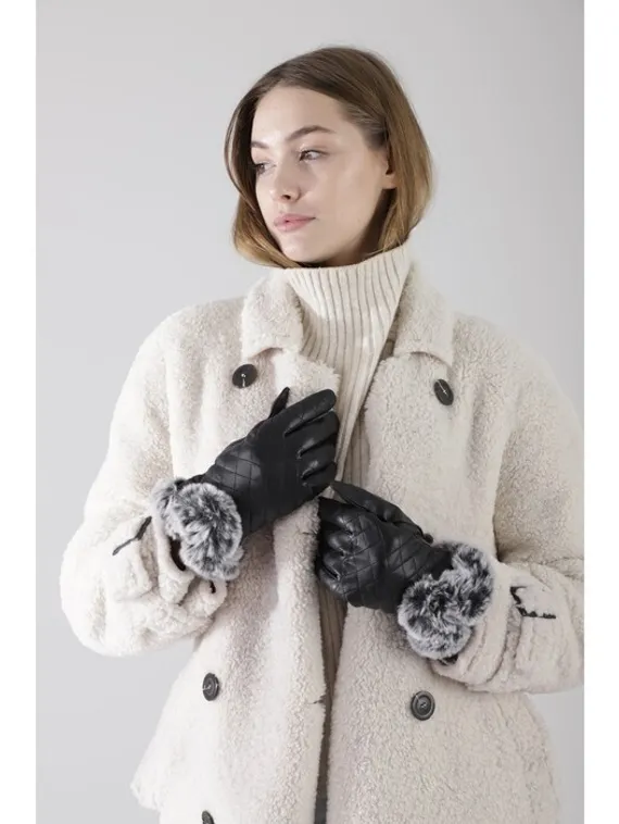 Перчатки, размер 7.5, утеплитель искусственный мех, цвет чёрный