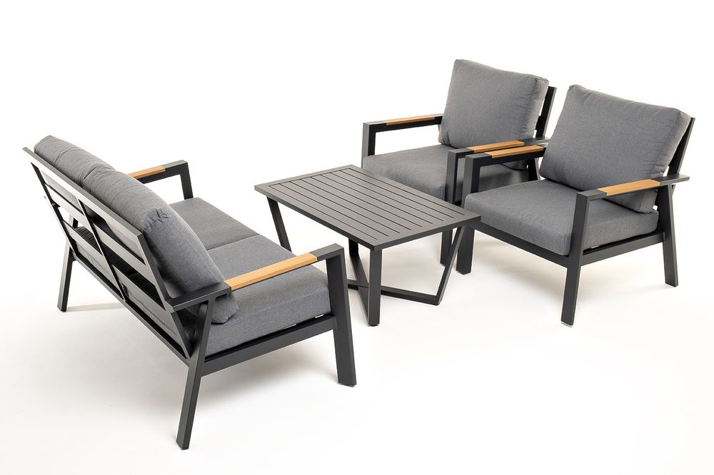 "Орхидея" лаунж-зона 4-местная из алюминия, цвет темно-серый