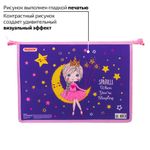 Папка для тетрадей ПИФАГОР А4, 1 отделение, картон, молния сверху, "MOON PRINCESS", 229099