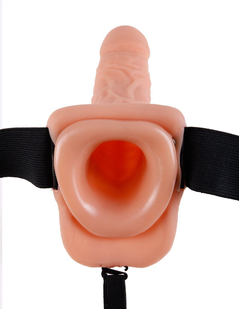 Полый страпон с креплением Vibrating Hollow Strap-On with Balls - 18,9 см.