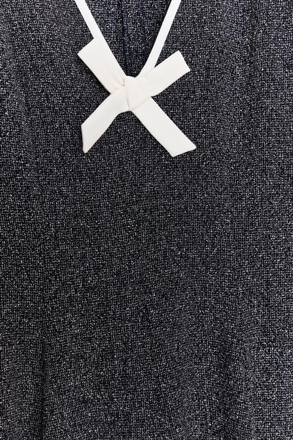 ZARA МИНИ-ПЛАТЬЕ С БАНТОМ, ТЕМНО-СИНИЙ/БЕЛЫЙ