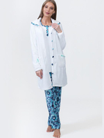 Оригинальная пижама в комплекте с халатом (Размер: L) (Цвет: голубой)