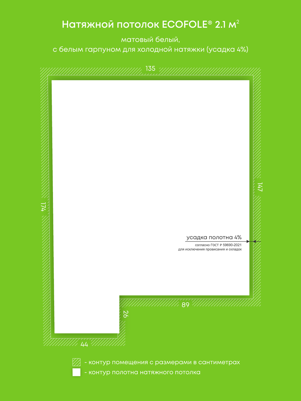 Натяжные потолки 4.3 м2, 2.1 м2