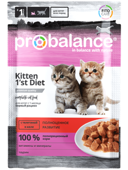 Влажный корм Pro Balance Kitten для котят, телятина, 85 г