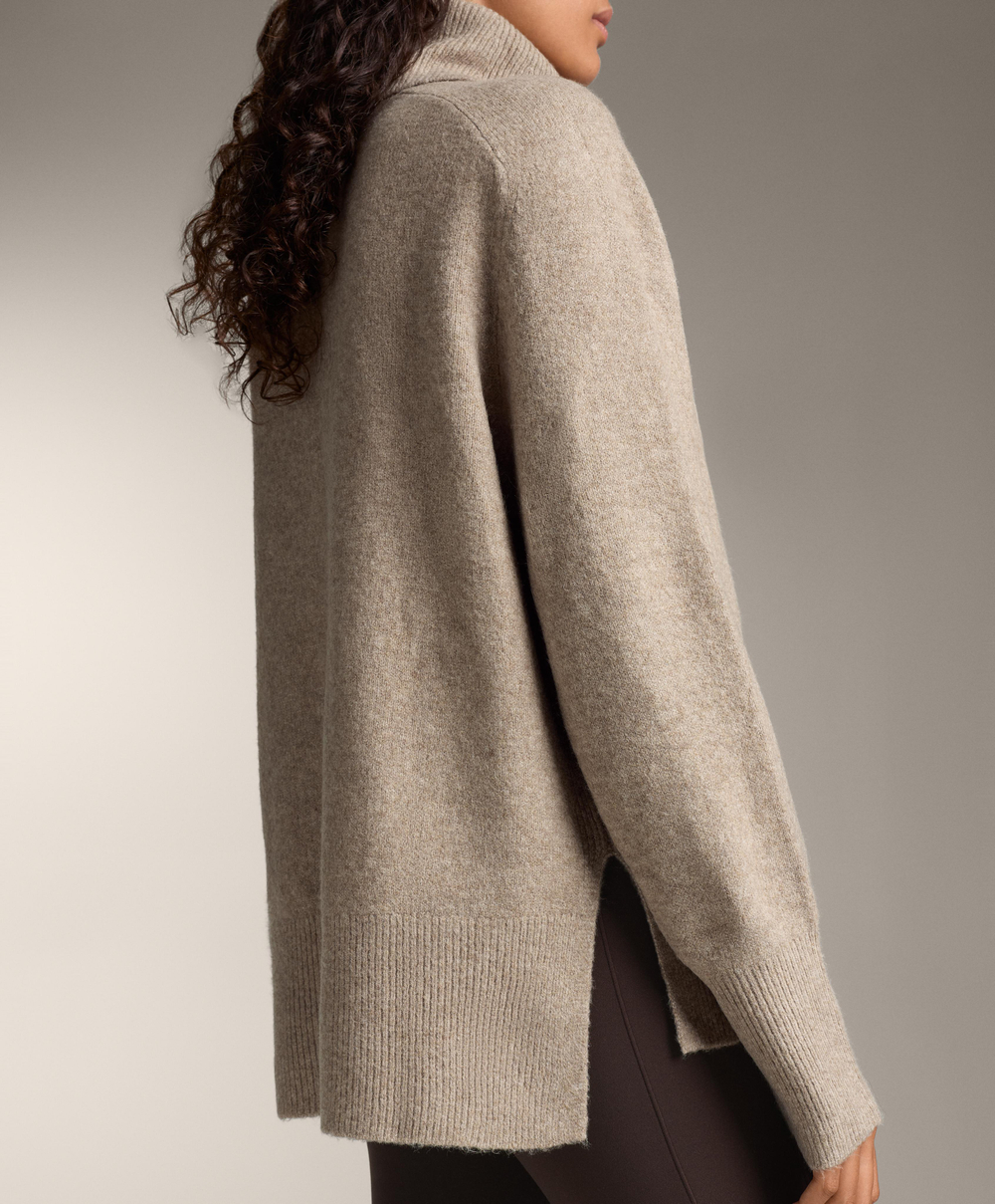 Oysho Свитер свободного кроя с высоким воротником, бежевый меланж