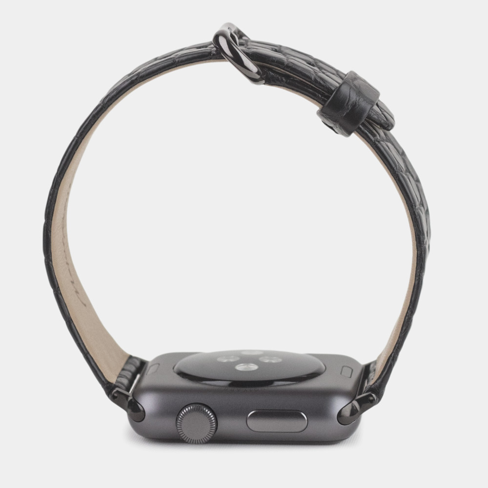 Ремешок для Apple Watch 40/41/42 mm из кожи аллигатора, черного цвета