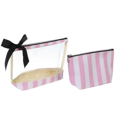 Косметички 2шт «ФРАТЕЛЛИ», цвет цвет розовый/белый, 26*15*7см (лейбл Ultramarin)