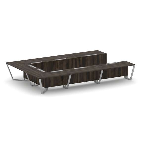 Steel Meet Стол переговорный П-образный KD-PR.B.SP-15P Дуб Мали/Металл Серый 4800*3200*750