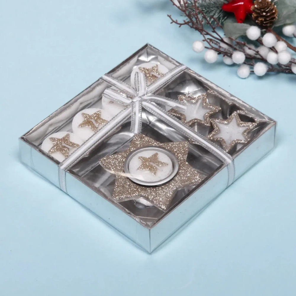 Свечи новогодние «Загадай желание!» 16.5x15.5x3см, шампань