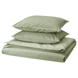 IKEA ÄNGSLILJA  (ИКЕА ÄНГСЛИЛЙА)  -  Пододеяльник и 2 наволочки, серо-зеленый, 200x200/50x60 см