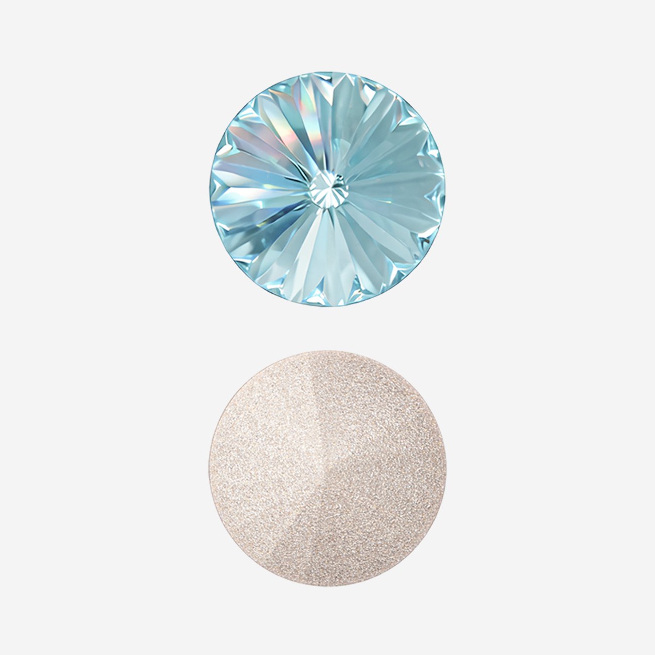 Кристалл Риволи (Rivoli), оттенок "Аквамарин"/"Aquamarine", 12мм.