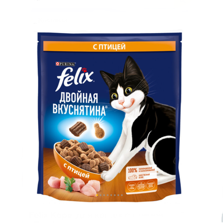 Сухой корм FELIX Двойная вкуснятина с птицей 200 гр