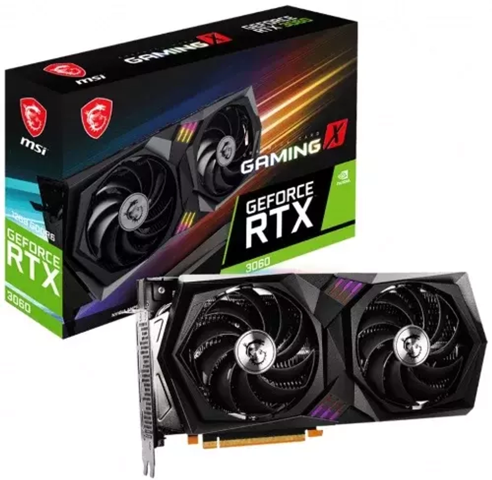 Видеокарта MSI PCI-E 4.0 RTX 3060 GAMING X 12G NVIDIA GeForce RTX 3060 12288Mb 192 GDDR6 1837/14000/HDMIx1/DPx3/HDCP Ret