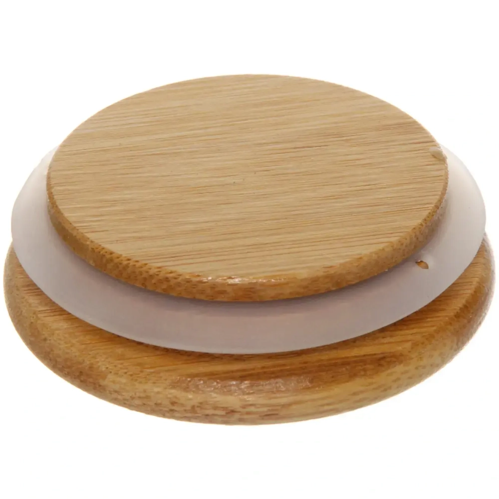 Банка для продуктов стеклянная 400мл «Хай-Тек» с бамбуковой крышкой 6,5*15см