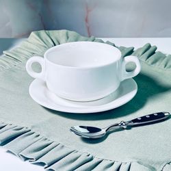 Lenardi 118-127 Бульонница 11,5см,400 мл с блюдцем BIANCO в под.уп.(х16)Фарфор