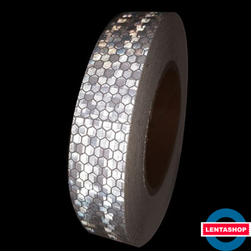 Белая светоотражающая лента самоклеящаяся 50 мм х 45 м