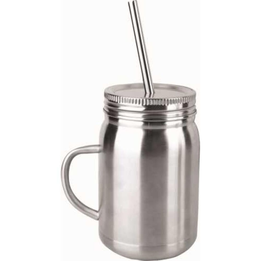 Кружка для коктейля 650 мл с трубочкой d 7,5 см h14 см нерж. P.L. - Kingtex