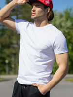 Мужская базовая футболка из хлопкового трикотажа (Размер: XL) (Цвет: белый)