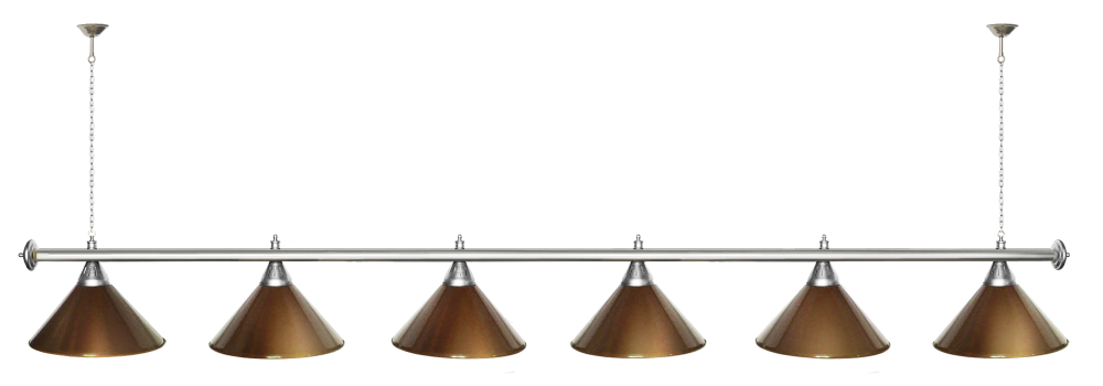 Лампа STARTBILLIARDS 6 пл. (плафоны зеленые,штанга зеленая,фурнитура золото)