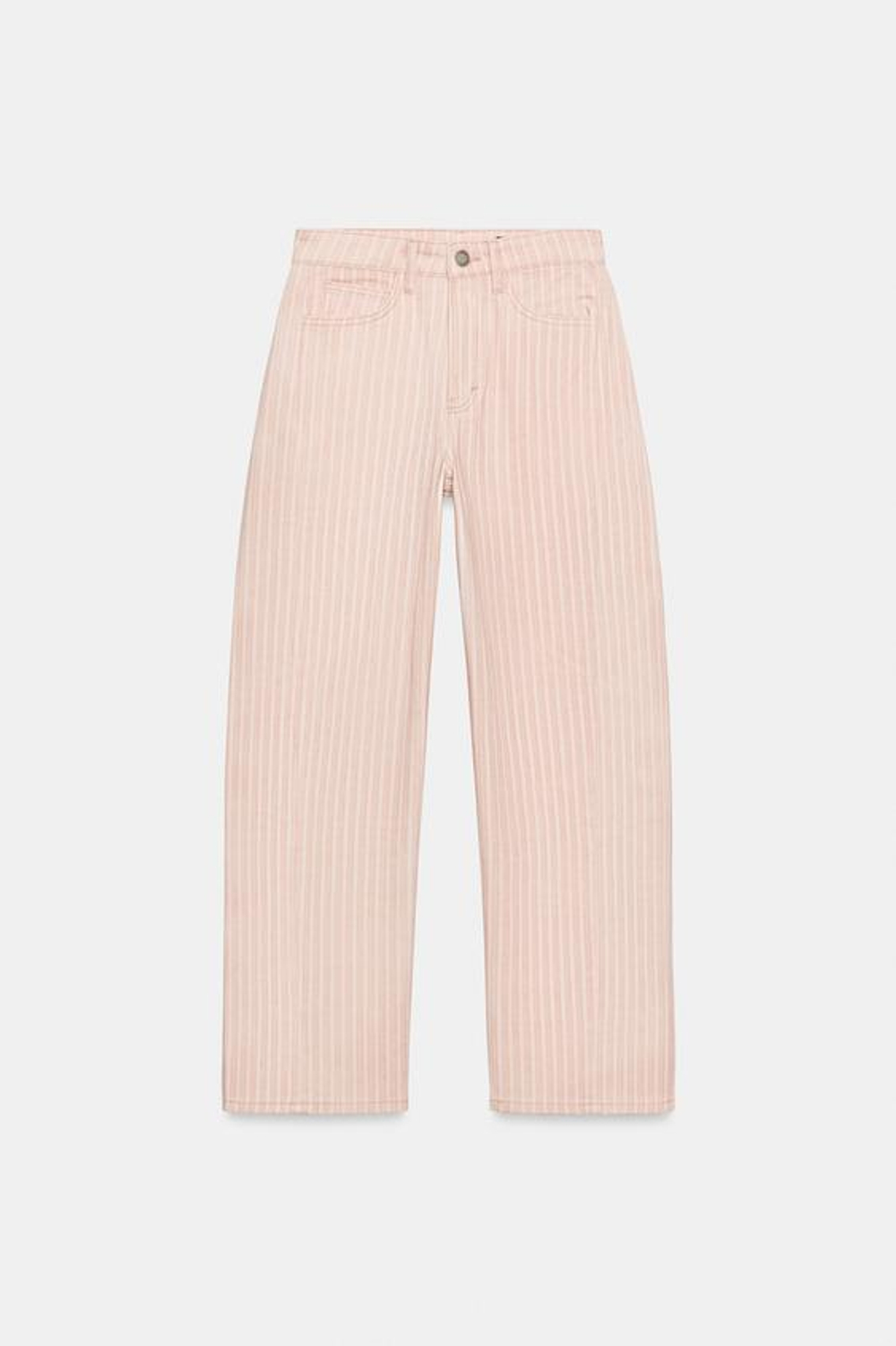 ZARA ДЖИНСЫ ZW ANKLE RELAXED ПРЯМОГО КРОЯ СО СРЕДНЕЙ ПОСАДКОЙ В ПОЛОСКУ, РОЗОВЫЙ