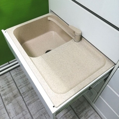 Мойка POLYGRAN ALTO-780 песочный №302, смеситель НИЗКИЙ КРАН ЭКО песочный