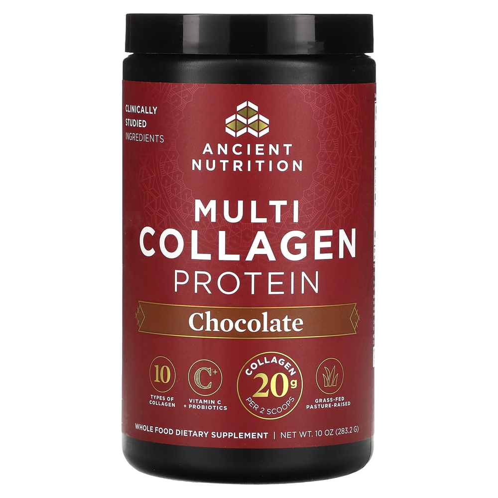 Ancient Nutrition, Multi Collagen Protein, шоколад, 10 унций (283,2 г)