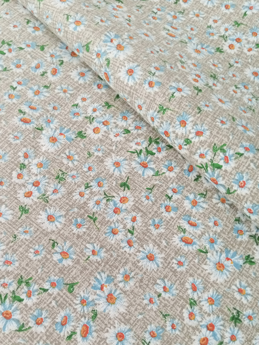 Ткань бязь плательная, рис. "Ромашки", ширина 150 см, арт. 622