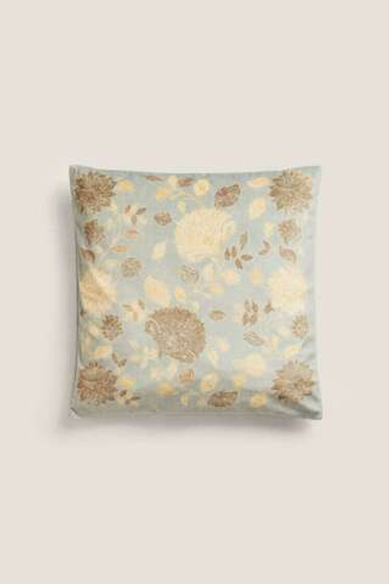 ZARA HOME ЧЕХОЛ ДЛЯ ДЕКОРАТИВНОЙ ПОДУШКИ С ЦВЕТОЧНЫМ УЗОРОМ, ЗЕЛЕНЫЙ
