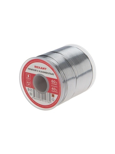 Припой с канифолью 1000гр. d1.0 мм (Sn60 Pb40 Fluх 2.2%) Rexant 09-3413