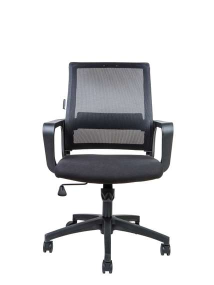 Кресло офисное Норден / Бит LB / черный пластик / черная сетка / черная ткань