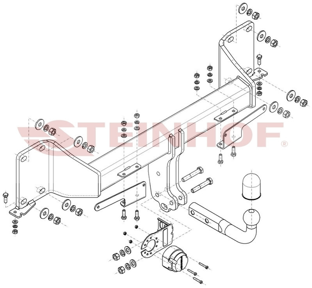 Фаркоп Steinhof B-088 для BMW X5 G05 2018-, BMW X7 G07 2019-, BMW X6 G06 2019-(паспорт и сертификат в комплекте)(без электрики)