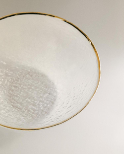 ZARA HOME ГЛУБОКАЯ ТАРЕЛКА С ЗОЛОТОЙ КАЙМОЙ, ПРОЗРАЧНЫЙ