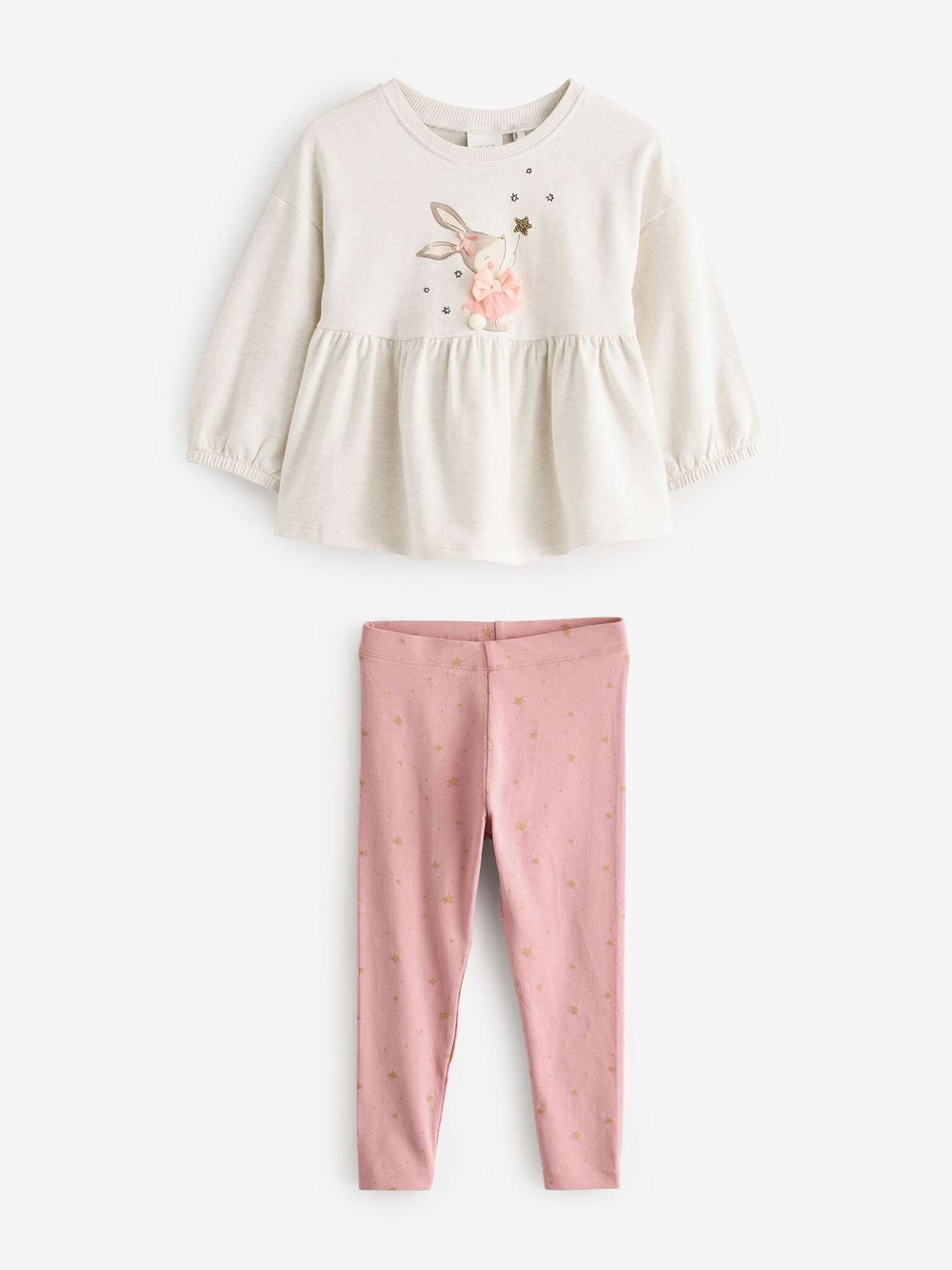 Толстовка и легинсы в комплекте для девочки Next B68-377, Розовый, Молочный