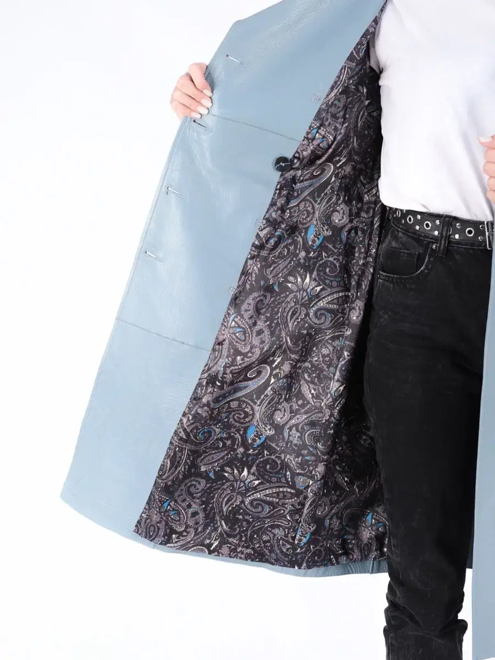 Тренч длинный кожаный с поясом плащ на весну