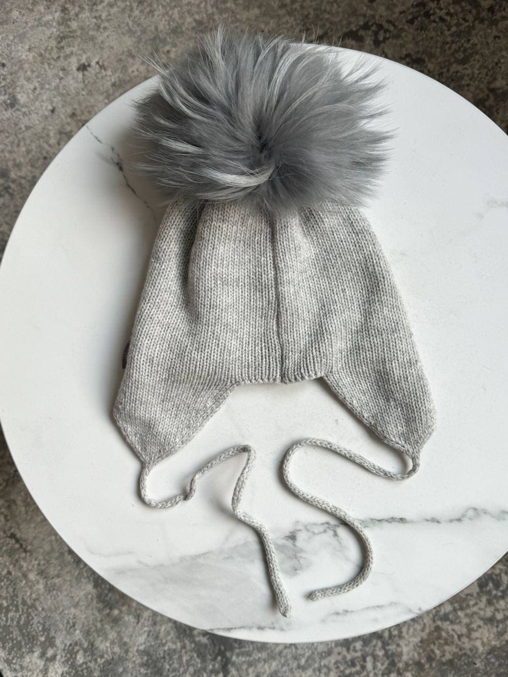 Шерстяная шапка с меховым помпоном, 128